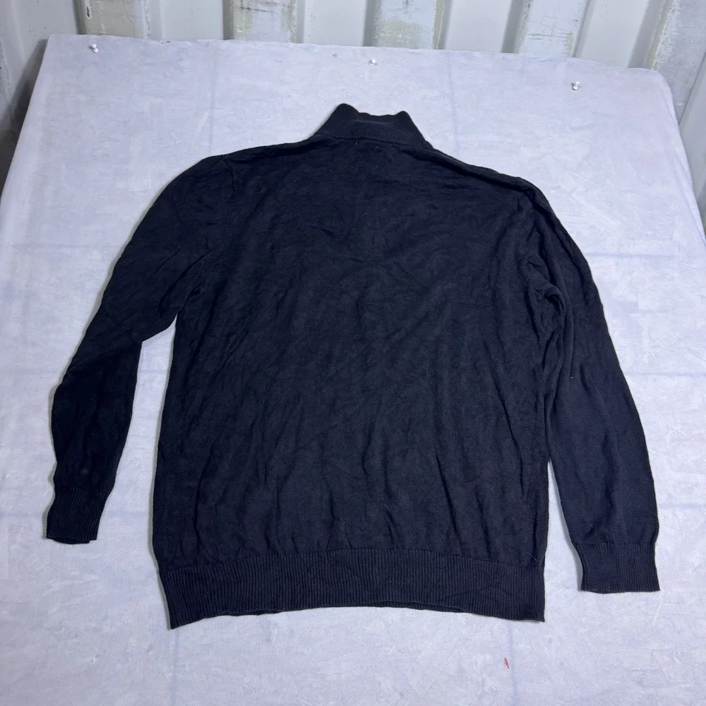 Old Navy Mens 1/4‎ Zip Pullover Sweater Black Knitted Ribbed Cuff Long Sleeve XL